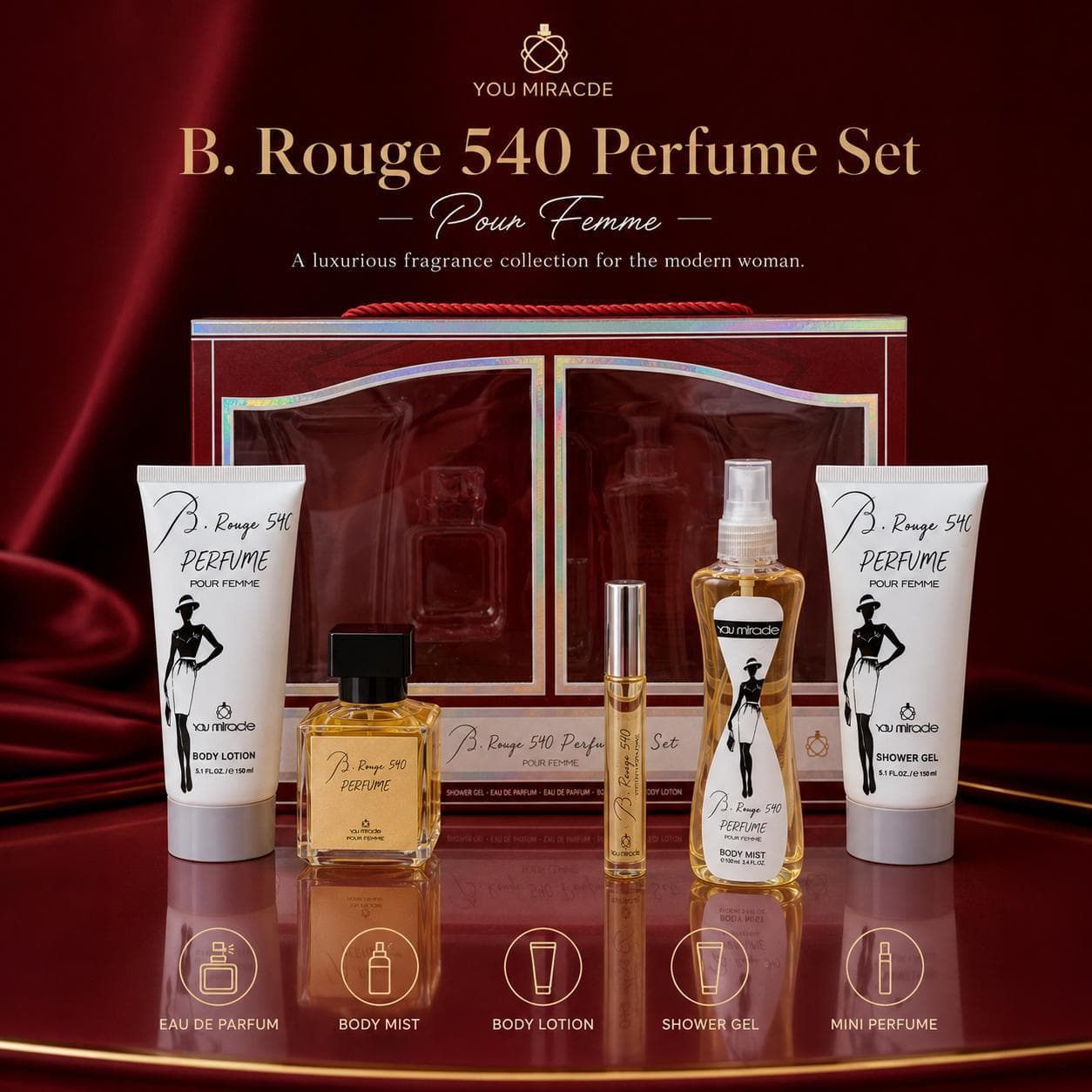 YOU MIRACLE YM7872 طقم عطور بعلبة حمراء