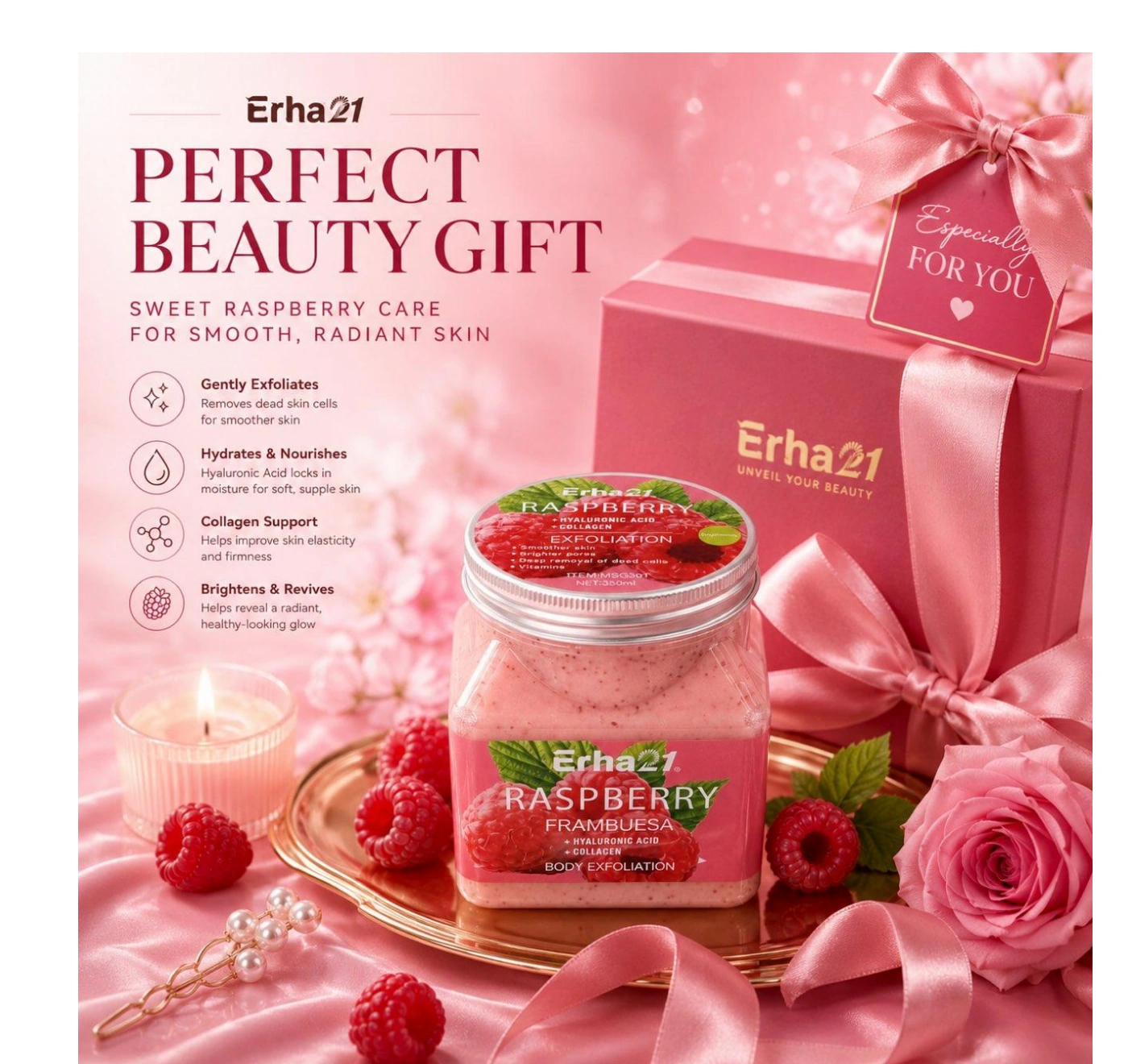 Raspberry Body Scrub Gift Set