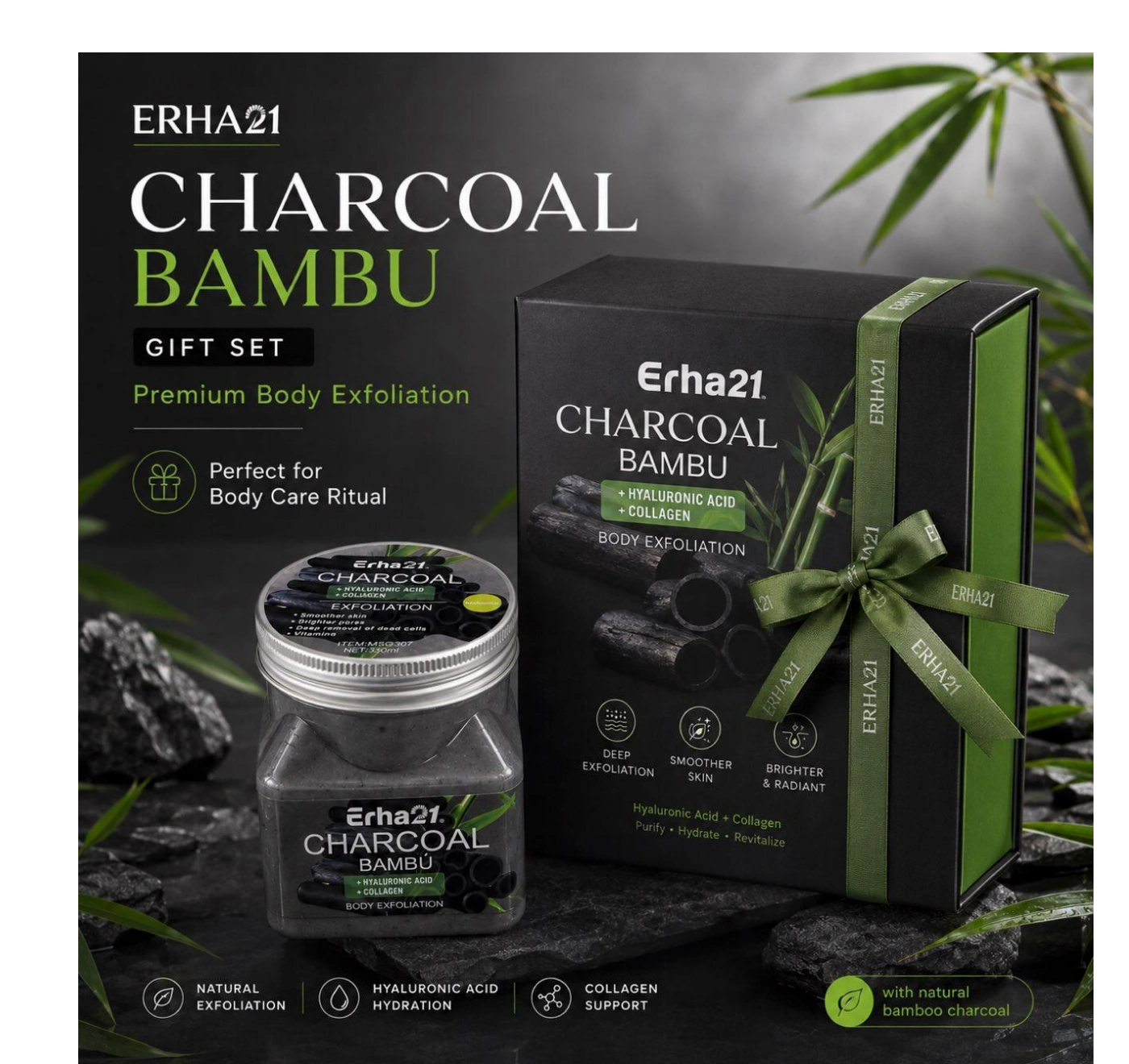 Charcoal Body Scrub Gift Set