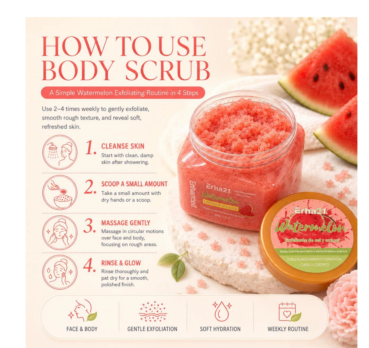 Watermelon Salt + Sugar Scrub