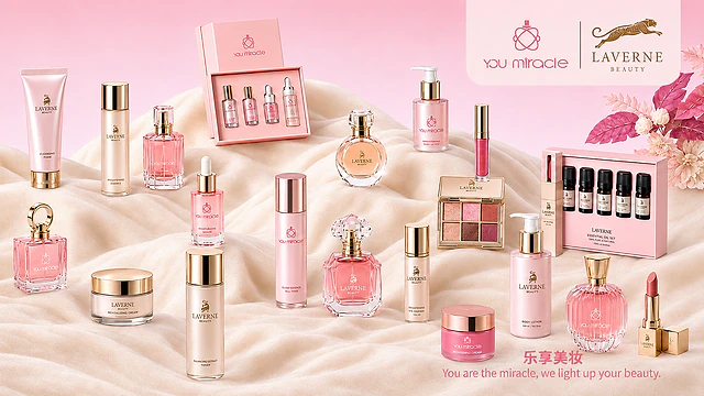 YOU MIRACLE and LAVERNE BEAUTY fragrance, skincare and makeup display